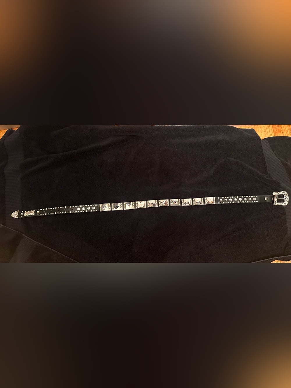 Black Crystal Embellished Women's Belt